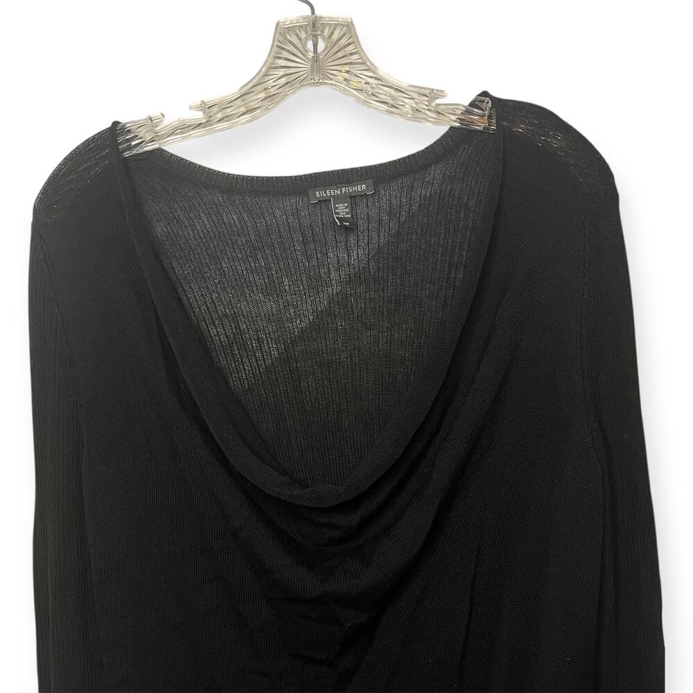 Eileen Fisher 100% Tencel Black Cowl Neck Long Sleeve Lightweight Knit Top Sz S - Picture 4 of 9